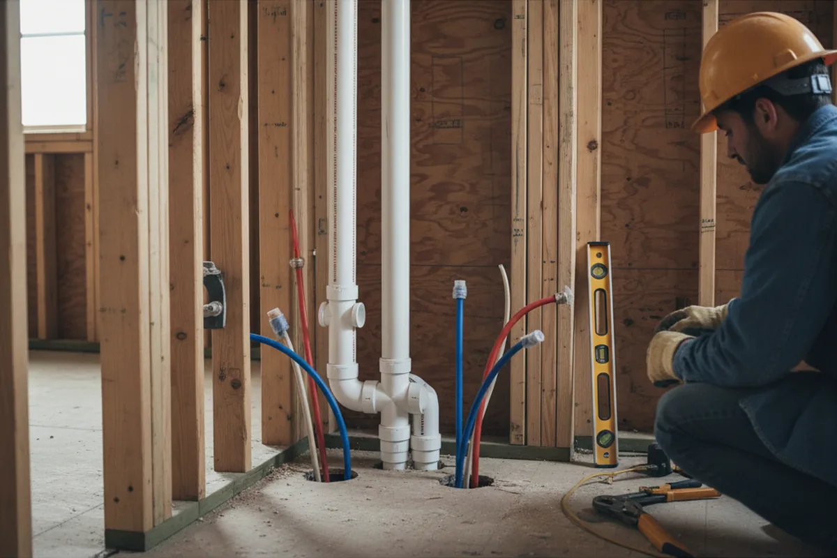 Drain and supply rough-in during Drain Cleaning in Bloomfield